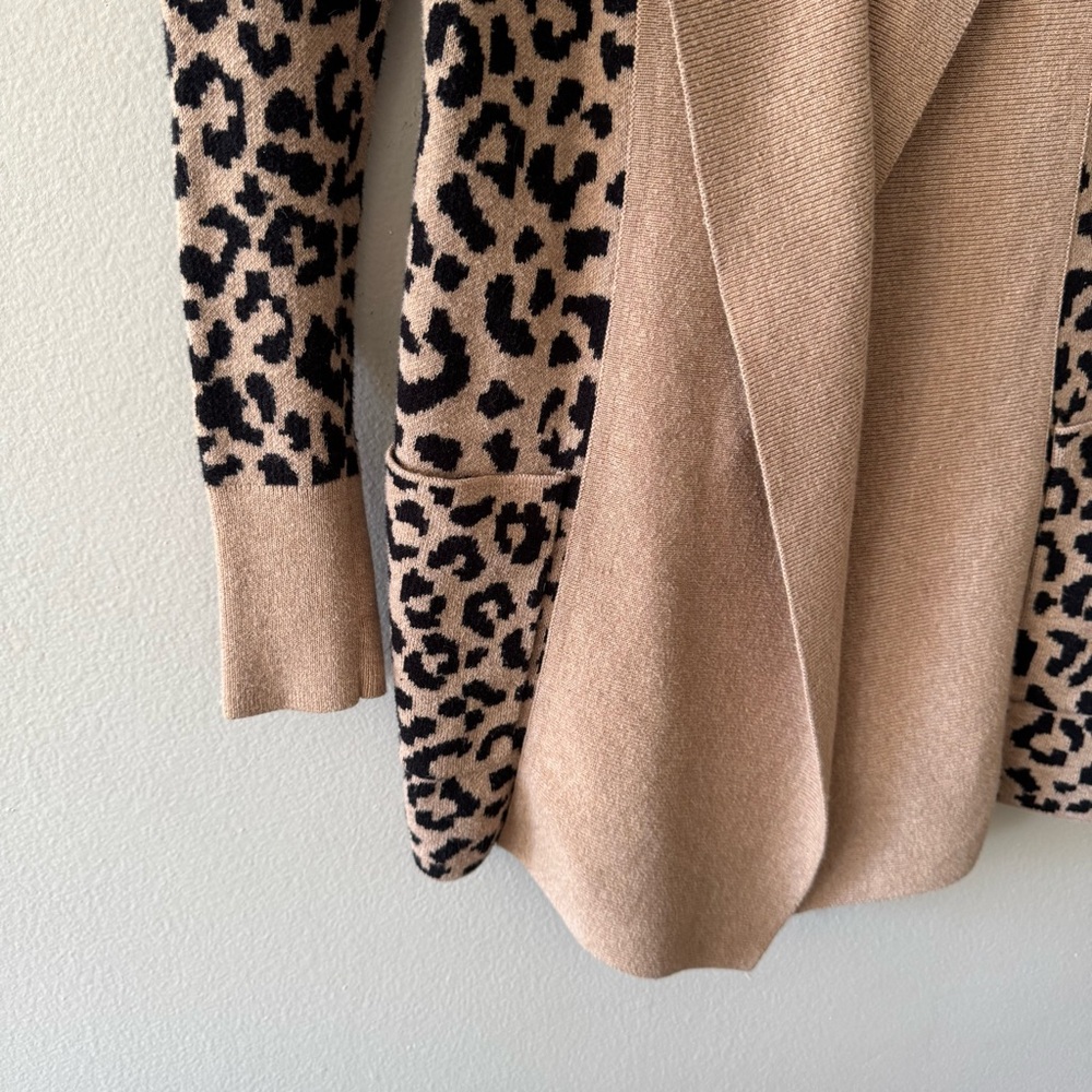 Yet Again leopard print open knit cardigan sweater XSmall - Picture 8 of 14